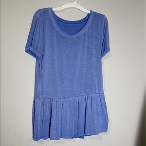 Blue frilled blouse